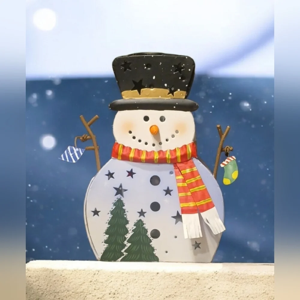 Snowman Metal Lantern Candle Holder